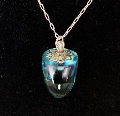 aqua glass gem acorn pendant made from insulator