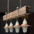 wood Crossarm beam Chandelier insulator light lanterns