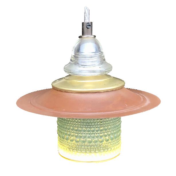 Beaded Glass Globe Pendant Lantern Metal Hood Insulator Bell Cap - Aqua - Image 6