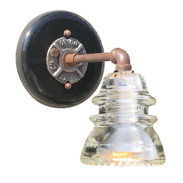 Insulator Light Sconce Rusted Steel Tube - Image 6