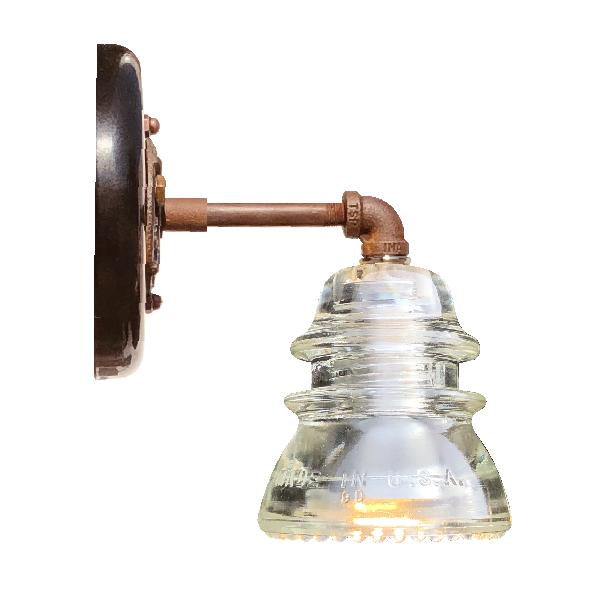 Insulator Light Sconce Rusted Steel Tube - Image 5