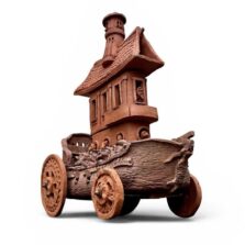 Ship of Fools - Terracotta Clay Sculpture Fantasy With Wheels & Tower