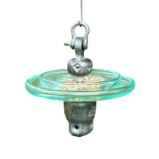 High Power Suspension Insulator Bird Feeder or Bird Bath - Aqua Glass