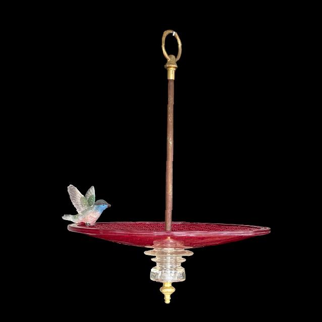 Insulator TrafficLight Lens Bird Feeder or Bird Bath Red - Image 9