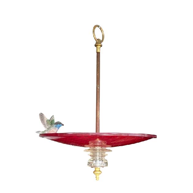 Insulator TrafficLight Lens Bird Feeder or Bird Bath Red