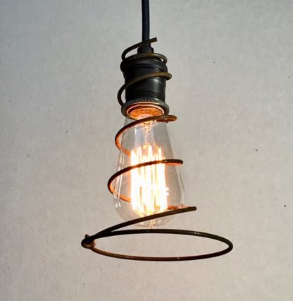 Cowboy Wire Spiral Lariat Pendant Edison Bulb