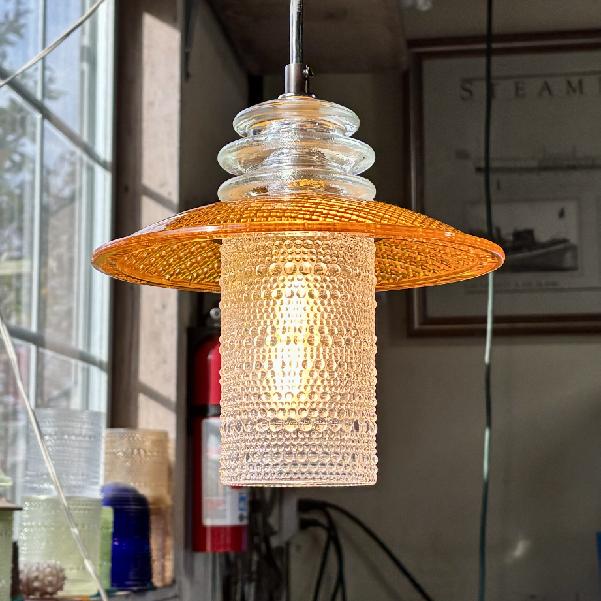 Clear Beaded Glass Globe Pendant Insulator Cap Trafficlight Lens - Image 8