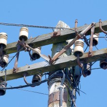 Ceramic Insulators on Telephone Pole